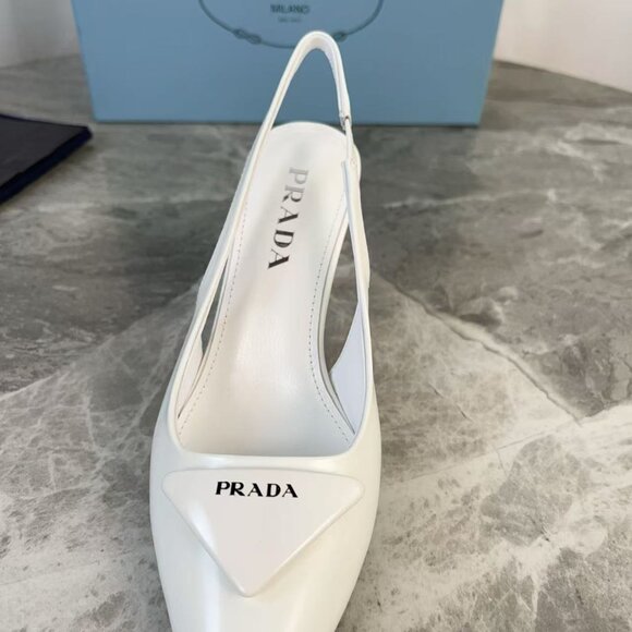 Prada White Slingback Heels - Picture 6 of 7